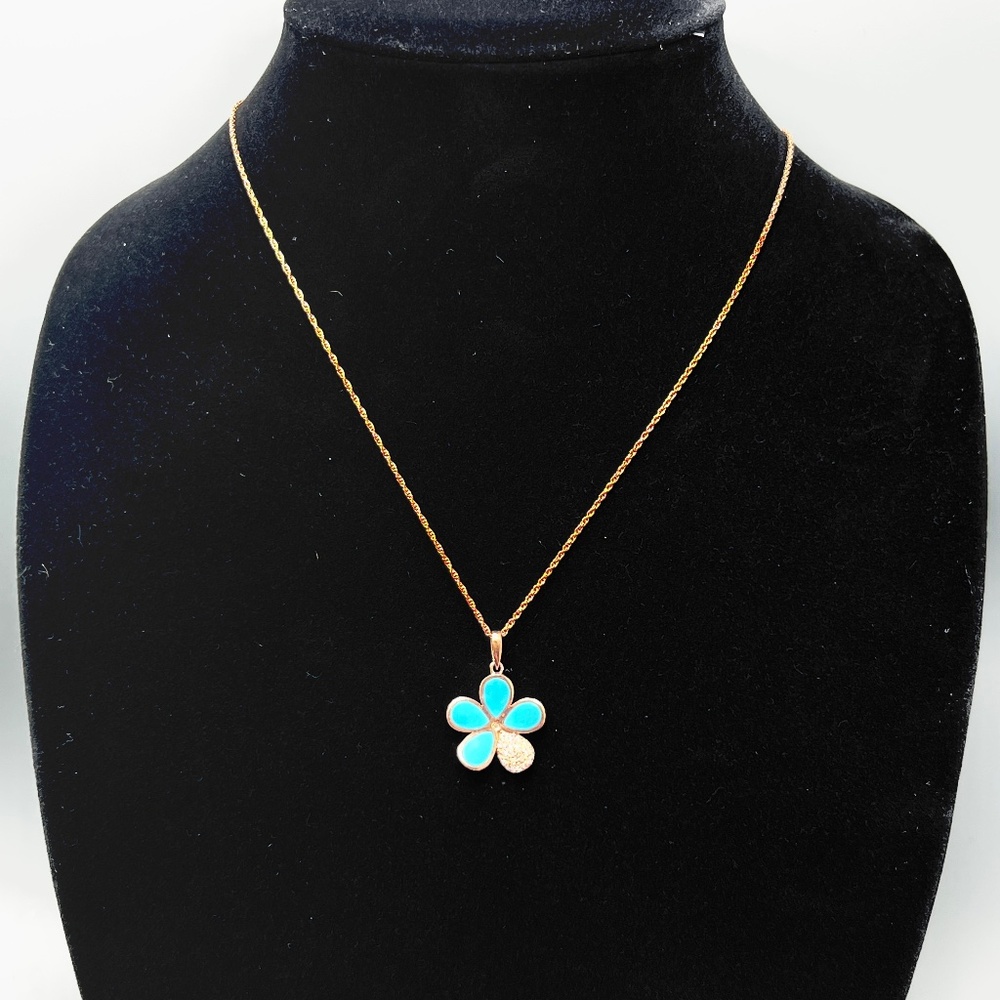 Marahlago Rose Gold Plated Sterling Silver Turquoise/White Sapphire Necklace